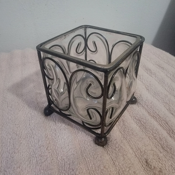 Vintage Home Interiors Leaded Iron Glass Candleholder Votive NIB - Picture 6 of 13